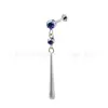 Aleación de titanio F136 doble cilindro Zoro gota de agua circonita colgante stud para el lóbulo de la oreja titanio G23 rosca interna cabeza de joyería stud para la oreja