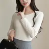 Camiseta básica de punto con cuello semi-alto y volantes para mujer, corte ajustado, suéter versátil de manga larga, adecuado para otoño e invierno, nuevo modelo 2026