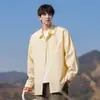 Camisa de Manga Larga con Cuello y Rayas de Moda de Jack para Hombre, Nuevo Estilo Japonés, Camisa Azul Holgada para Primavera y Otoño