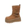 Botas Martin de Suela Gruesa con Aumento de Altura de Estilo Británico para Mujer Otoño e Invierno 2025 Nuevas Botas de Caballero Slim de Media Caña para Mujer