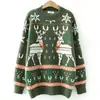 Suéter de Punto de Cachemira Grueso con Ciervo Navideño para Mujer Otoño Invierno Nuevo Estilo Transfronterizo Suéter Holgado Dulce Ropa de Mujer Lana
