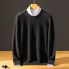 Suéter 100% cachemir puro para hombre, nuevo suéter de punto grueso de cuello redondo para otoño e invierno, camisa básica casual de negocios
