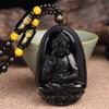 Collar con colgante de ocho dioses de obsidiana para hombre y mujer con ocho Budas guardianes del zodíaco de loto