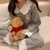 Novo Pijama Japonês com Pintura a Óleo de Flores Transfronteiriço Primavera e Outono Feminino Manga Longa Fino 2021 Tamanho Grande Roupa de Casa para Mulheres