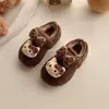 Zapatos Peludos Estilo Coreano para Niñas 2026 Invierno Nuevos Estampado de Leopardo Gato KT Zapatos Cálidos de Algodón con Felpa para Niños Mocasines para Bebé Niña