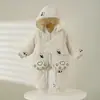 Macacão de Algodão Grosso com Capuz para Bebê Padrão Panda, Corta-vento, 3-12 Meses, Roupa Quente de Inverno para Recém-nascido