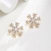 Aretes de Copo de Nieve de Zirconia Aguja de Plata Plata 925 Aguja Nicho Aretes Creativos Estilo Francés Lujo Ligero Joyería de Oreja de Alta Gama para Mujeres