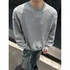 Camiseta, coleção de outono, caimento pesado, moletom masculino de manga longa, marca da moda, branco, estilo americano, caimento solto, gola redonda, design desconstruído