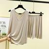 Conjunto de Colete com Decote em V Modal Conjunto de Duas Peças Top Feminino Sem Mangas Baixo Fino Solto Casa Pijamas Shorts Set