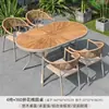 Mesas e Cadeiras de Exterior para Pátio, Jardim de Villa, Varanda ao Ar Livre, Cadeiras de Rattan à Prova d'Água e Resistentes ao Sol, Conjunto de Mesa e Cadeiras de Lazer de Exterior Moderno
