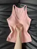 Estilo Chica Hot Cuello en U Lazo Acolchado en el Pecho Ajustado Simple Top Básico Camiseta sin Mangas para Mujer Ropa de Abrigo de Verano Cubre Lados del Pecho Ropa Interior Camisola