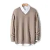 Otoño Invierno 2026 Nuevo Suéter de Punto para Hombre Cuello en V 100% Lana Versátil Casual Holgado Capa Base