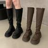 Botas Altas hasta la Rodilla para Mujer 2025 Otoño Nuevas Elásticas de Aspecto Adelgazante para Personas Bajas Botas de Caballero Altas con Suela Gruesa
