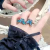 Anillo Abierto Negro Mate Esmaltado Dulce y Fresco con Diseño de Mariposa Gota de Aceite Niche Apilable Versátil para Mujer