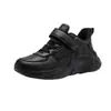 T1905 explosiones medianas y grandes para niños zapatos de suela blanda para niños zapatos para niños 2025 comercio exterior negro puro niños cuero impermeable