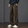 Pantalones Casuales Transfronterizos para Hombre Rectos Holgados Elásticos Deportivos de Felpa 2026 Nuevo Otoño Invierno Pana Más Terciopelo Pantalones Largos