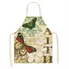 Delantal de lino con estampado de mariposas y flores americanas, impermeable y a prueba de aceite, overol creativo para padres e hijos para la limpieza del hogar