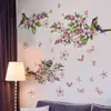 Adesivos de Parede Galho de Flor de Pessegueiro Pássaro Transfronteiriço Quarto Sala de Estar Parede de Fundo Decoração de Casa Mural Autoadesivo Pvc Removível