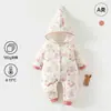Macacão Acolchoado Espesso para Bebê 180g Outono e Inverno Quente Macacão de Engatinhar Categoria a Macacão com Capuz para Passeio Roupa de Algodão para Bebê