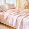 Versión Coreana 2026 Encaje Francés Estampado Floral Madre-Hijo Algodón Puro Doble Capa de Gasa Colcha de Verano Estilo Princesa Fresca Colcha Refrigerante de Verano
