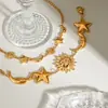 Pulseira de Aço Inoxidável Transfronteiriça Silenciosa Toque de Luxo Leve Acessórios Sem Cor Combinação Empilhada Estrela Lua Joias Novas para Mulheres