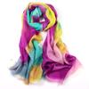 Bufanda de Lana Pintada a Mano, Doble Uso como Chal para Protección contra el Frío, Calentador de Cuello para Mujer de Otoño e Invierno al por Mayor, Diseño Personalizado Pintado a Mano con Plantas y Flores Hecho a Mano