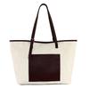 Bolsa Tote de Lona de Algodão Personalizada Bolsa de Compras de Poliéster Espessado Bolsa de Ombro Pu Europeia e Americana Bolsa de Mão de Couro Feminina