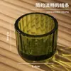 Taza de Vidrio de Color con Patrón Vertical para Velas Gruesa para Aromaterapia Portavelas de Casa Estilo Escandinavo Romántico Adornos