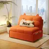 Sofá Cama Individual Estilo Crema Plegable Telescópico Doble Uso Sala de Estar Apartamento Pequeño Habitación de Alquiler Estudio Balcón Cama Multifuncional