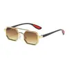 Óculos de Sol com Armação de Metal Lente Dupla Masculino Outdoor Anti-UV Moda Estilo Esportivo Haste Vermelha Óculos Aviador Ins