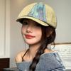 Gorra Octagonal de Mezclilla Retro Japonesa para Mujer, Primavera y Verano, Circunferencia de Cabeza Grande, Gorra de Pato hacia Adelante, Hace que la Cara Parezca Más Pequeña, Se Usa Hacia Atrás como Boina