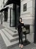Pantalones de Piel Ajustados para Mujer, Novedad Otoño e Invierno 2025, con Diseño de Cremallera Interior, Pantalones Negros Básicos Versátiles