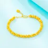 Pulsera de Oro 24k Imitación Sólida Moda Joyería de Mano para Mujer Cuentas Escarchadas Celebridad de Internet Puesto Oro Arena Vietnamita al Mayoreo