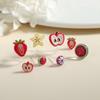 Aretes de Resina de Frutas Coloridos Aretes de Durazno Dulce Fresco No Alérgicos Aretes de Fresa Lindos Sin Agujeros en las Orejas