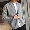 Suéter de punto para hombre de primavera y otoño, corte ajustado, casual, diseño de doble cremallera, chaqueta cárdigan de punto, estilo coreano, camisa de hombre, moda