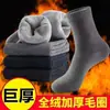 Calcetines de invierno de rizo para hombre con forro polar, engrosados, de color liso, hasta la pantorrilla, a prueba de frío, anticongelantes, calcetines para hombre, calcetines de rizo de otoño e invierno de Zhuji