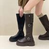 Botas Estilo Británico Fondo Grueso Botas Altas Estilo Chica Picante Botas Martin Botas Altas Otoño 2024 Nuevo