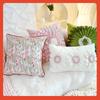 Almofada Decorativa Floral Estilo Francês Retro Luxo Leve Jardim de Monet, Estilo Pastoral, Almofada Rosa e Verde Delicada, Almofada para Sofá de Sala de Estar