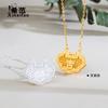 Collar de Plata Esterlina S925 Herencia Rima Nacional Loto Candado Ruyi para Mujer Exquisito Marea Nacional Loto Nuevo Estilo Chino Oro Texket