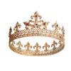 Corona Wang Corona de Metal con Cristal Rojo Dorado para Hombre Fiesta Sombrero para Hombre Fiesta de Baile Accesorios para el Cabello Corona Redonda