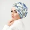 Novo chapéu lenço estampado estilo europeu e americano, chapéu indiano floral, chapéu simples plissado para mulheres, atacado