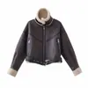 Comercio Exterior Transfronterizo Spot Ropa Europea y Americana Otoño e Invierno Estilo Nuevo Cuello Alto Cremallera Decorativa Chaqueta Corta de Motociclista
