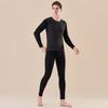 Estilo Pareja 2025 10A Antibacteriano Jengibre Engrosado Cepillado Térmico Juego de Ropa Interior Unisex Rayas Horizontales Adelgazante