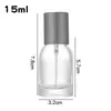 Botella de perfume de laboratorio transparente de 15 ml con atomizador a presión, botella de perfume de vidrio continua de alta gama tipo prensa conveniente