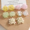 Aretes colgantes de racimo de flores de trébol tejido transparente, joyería con cuentas hecha a mano DIY, aretes de pétalos, material al por mayor