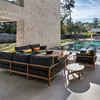 Sofá Exterior Patio Casa Muebles de Teca Birmana Aire Libre Impermeable Jardín Exterior Terraza Ocio Madera Maciza Combinación
