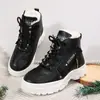 Botas Martin Femininas 2026 Nova Outono Inverno Sapatos de Algodão Botas Curtas Esportivas Casuais Plus Veludo Sapatos Femininos de Cano Alto Outono Preto Branco