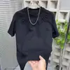 Camiseta de Manga Curta Estampada em Aço Novo Estilo Letra Popular Cor Sólida Camisa Básica Masculina Gola Redonda Estilo Coreano Peça Versátil
