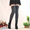 Nuevos calcetines de punto de lana para otoño e invierno, calcetines cálidos de lana para mujer, calcetines altos hasta la rodilla versátiles, calcetines de estilo coreano dulces de canalé
