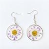 Pendientes de Resina Epoxi Ins con Flores Secas, Elegantes Pendientes de Cristal con Flor Real de Crisantemo, Venta al por Mayor Fabricante de Joyería, Flores Hechas a Mano